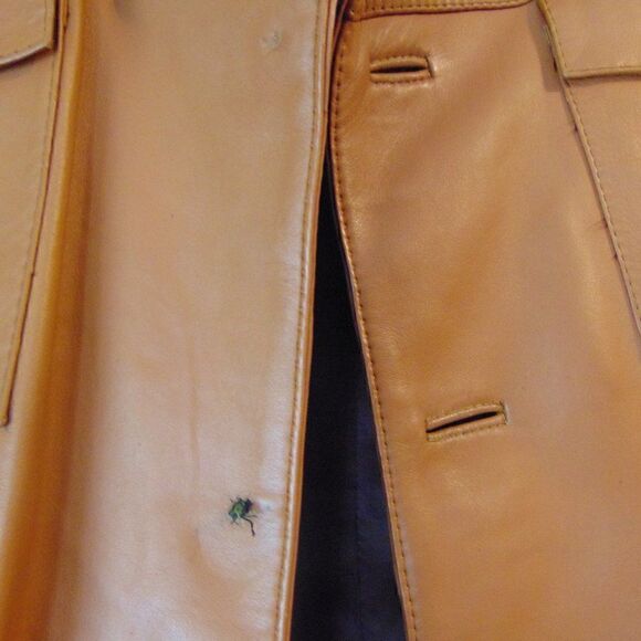 VINTAGE MARTIN BERNARD Camel Leather & Silk Jacket 6 Pockets Buckle Belt M/L - Picture 3 of 16